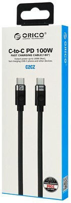 Orico Braided USB 2.0 Cable USB-C Male - USB-C 100W Black 1m C2CZ-10-BK-BP