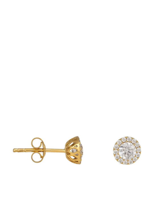 Gold Stud Earrings with Stones