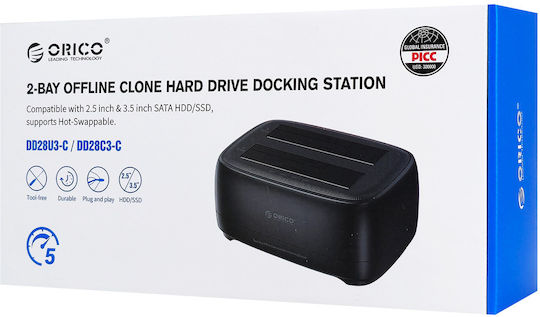 Orico Docking Station for SATA Hard Drives DD28U3-C-EU-BK-BP