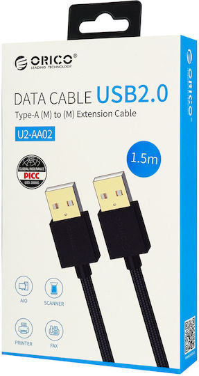 Orico USB 2.0 USB-Kabel USB-A-Stecker Schwarz 1,5 m U2-AA02-15-BK-BP