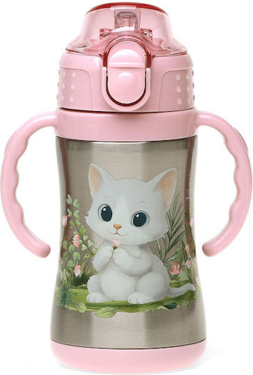 Kiokids Kiokids Kinder Trinkflasche Thermos Rostfreier Stahl mit Stroh Rosa 280ml