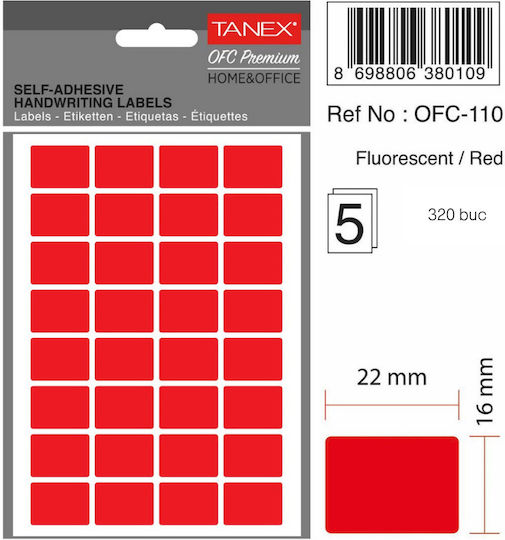 Tanex 160 Selbstklebende Etikettenrollen 16x22mm