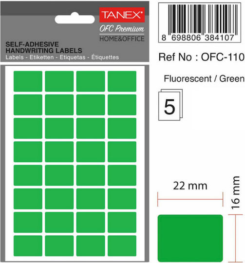 Tanex Selbstklebende Etikettenrollen 16x22mm