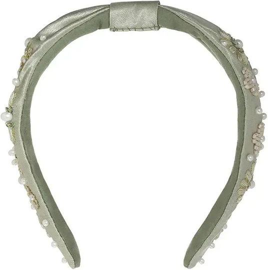 Ble Hair Headband Green Color Beads and Pearls 5-49-792-0048