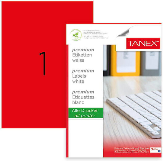Tanex Αυτοκόλλητες Ετικέτες Α4 Ορθογώνιες 210x297mm