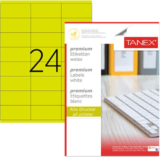 Tanex Selbstklebende A4 Etiketten Rechteckig 64x34mm