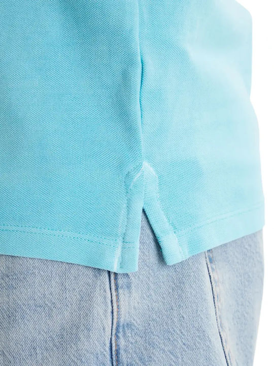Polo Kurzarm Türkis Bluse
