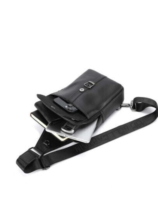 Leather Men's Sling Bag Black