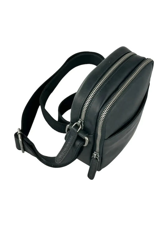 Leather Men's Shoulder / Crossbody Bag Black
