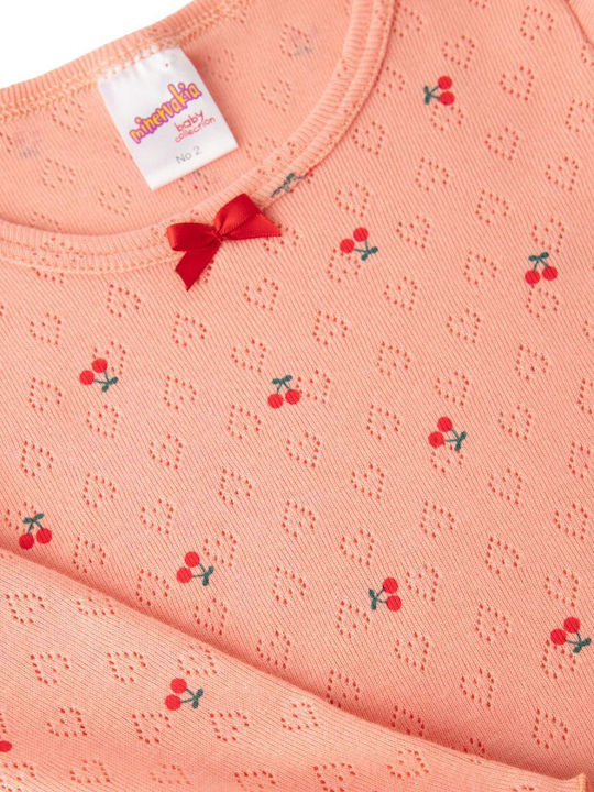Minerva Kinder-Nachtwäsche Peach-Rote Kirschen Baby Pointelle