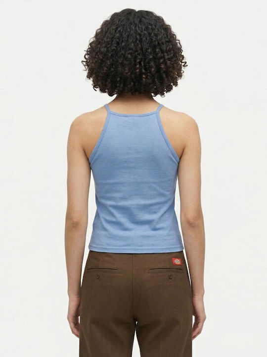 Damen Sommer Baumwoll-Ärmellose Hellblaue Bluse