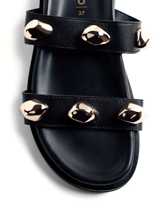 Leather Women's Flat Sandals Black