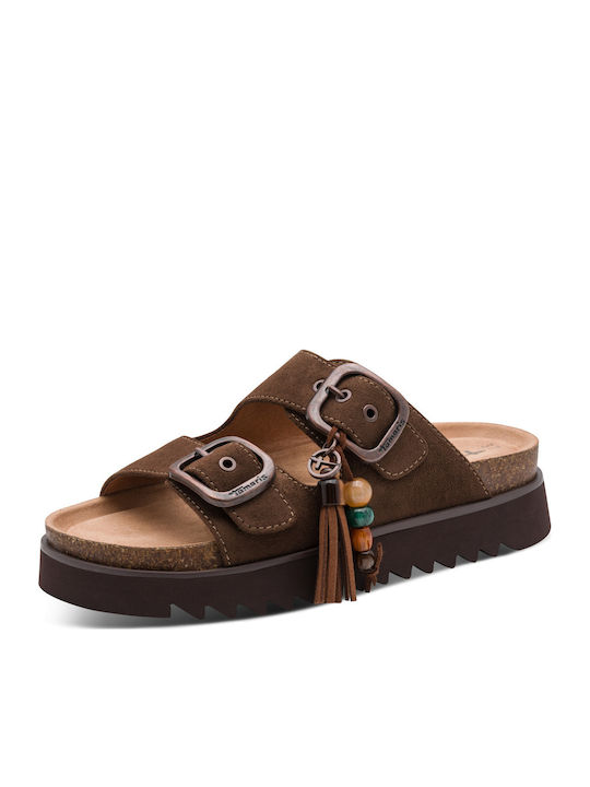 Damen Flache Sandalen Braun