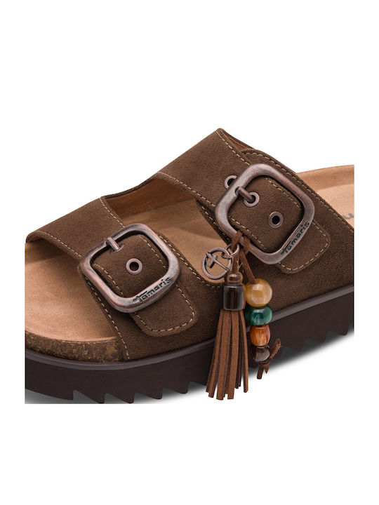 Damen Flache Sandalen Braun