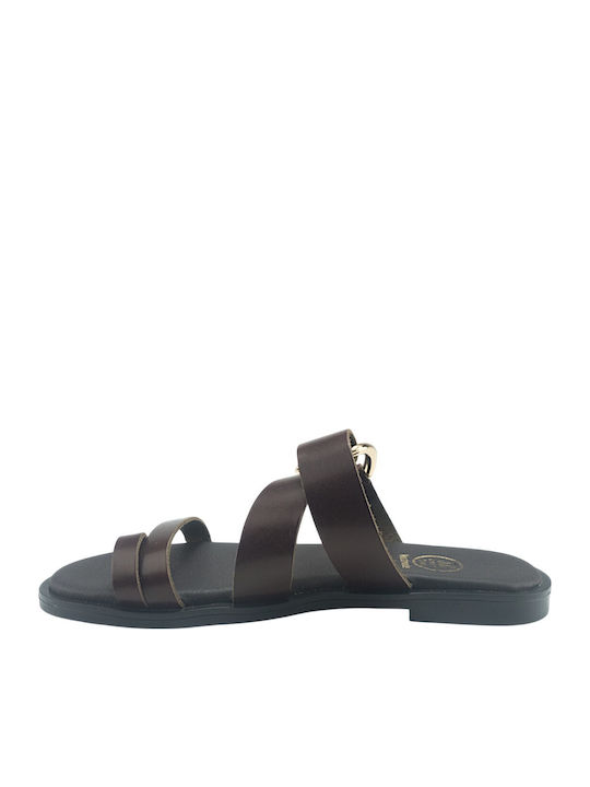 Damen Flache Sandalen Braun