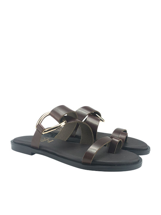 Damen Flache Sandalen Braun