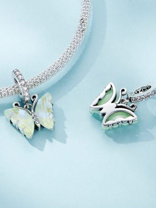 Silver me Charm Butterfly Silver with Green Zircon ABR0941