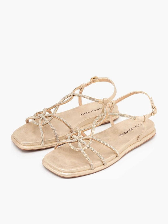 Women's Flat Sandals Gold
