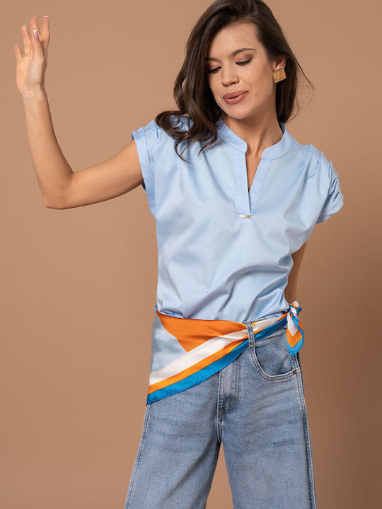 Aldana Kurzärmeliges Damenhemden Blau