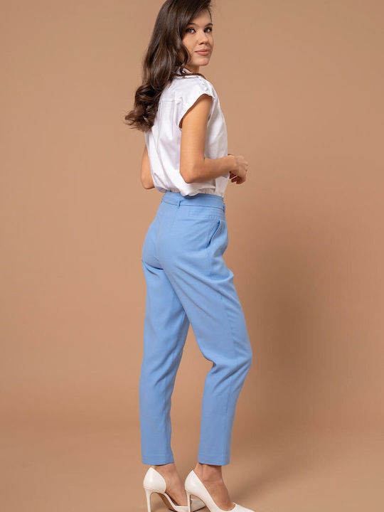 Ilaria Pantaloni Dama Înaltă Din Țesătură Cu Fit Relaxed Albastru