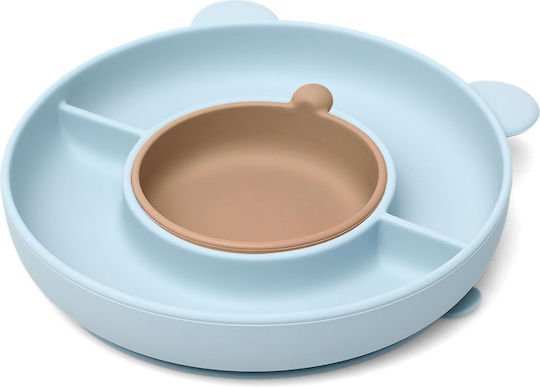 Kiokids Toddler Silicone Food Plate Light Blue 2 Pieces