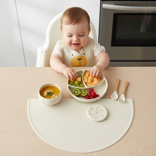 Queen Mother Feeding Set Beige Little Bear from Beige Silicone 8pcs