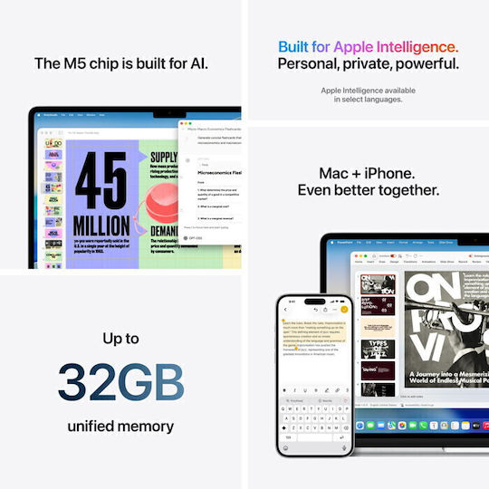 Apple MacBook Air 13.6" IPS Retina Display (M5-10-Core/24GB/512GB SSD/8-Core GPU) Midnight (International English Keyboard)