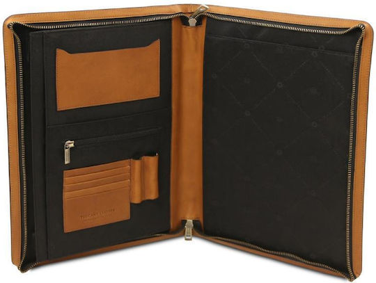 Leather Document Briefcase Handle Costantino Natural