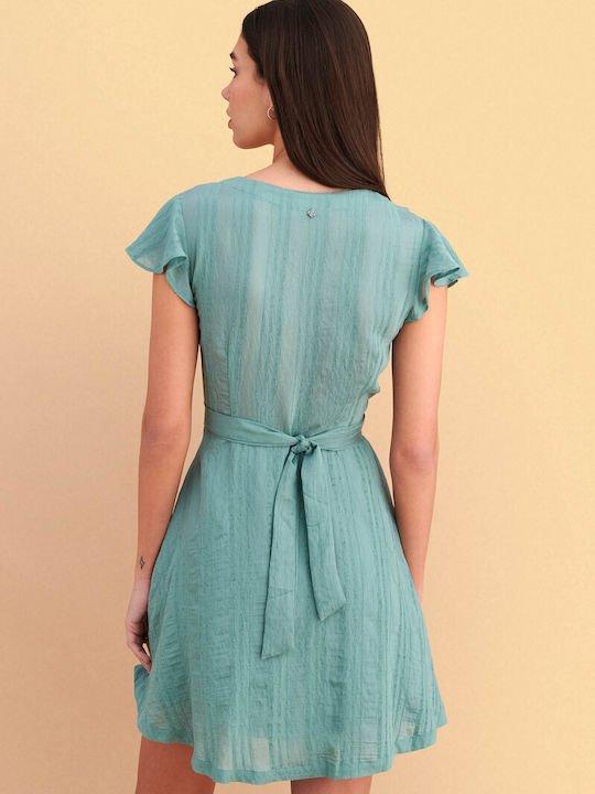 Summer Mini Shirt Dress Green
