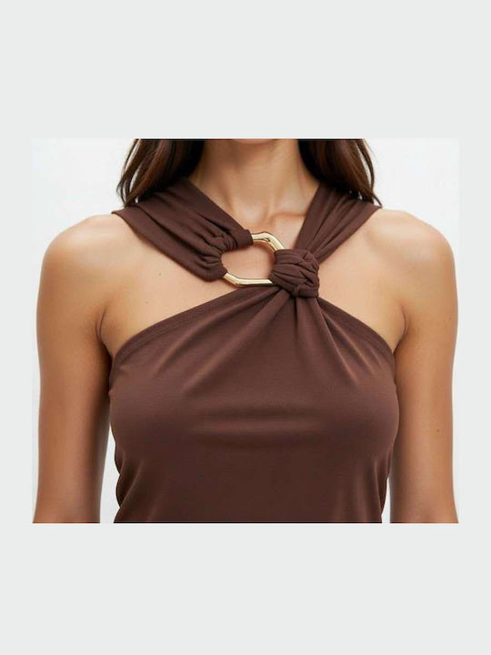 Rochie De Vară Midi De Seară Maro