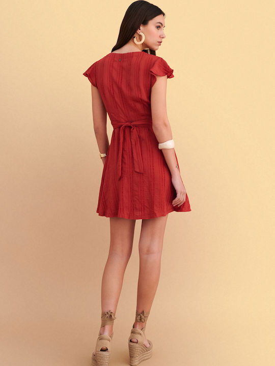 Summer Mini Shirt Dress Red