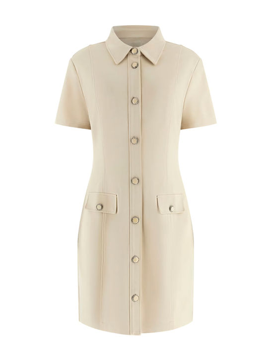 Sommer Mini Hemdkleid Beige