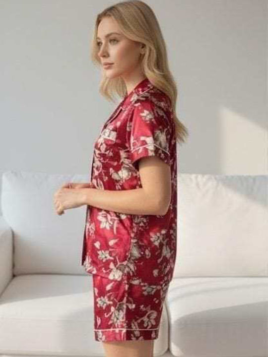 Lovely Handmade Summer Women's Pyjama Set Burgundy