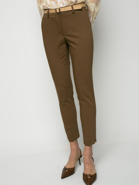 Women's Fabric Trousers in Regular Fit Brown