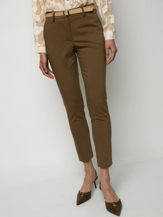 Women's Fabric Trousers in Regular Fit Brown