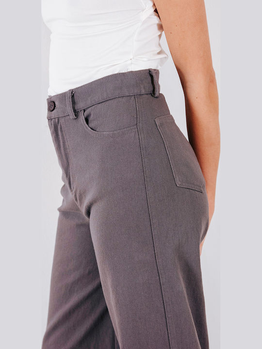 Damen Hochgeschnittenes Stoffhose Lila