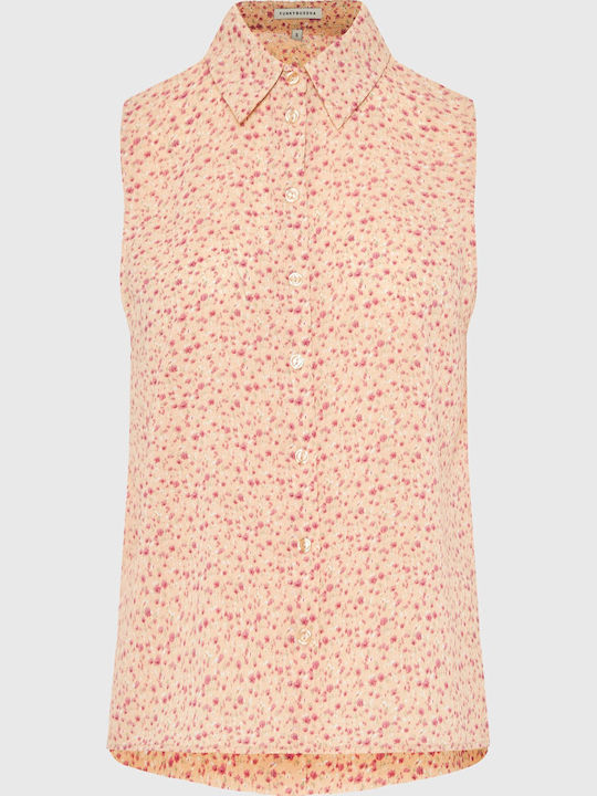 Sleeveless Women's Shirt Orange Floral