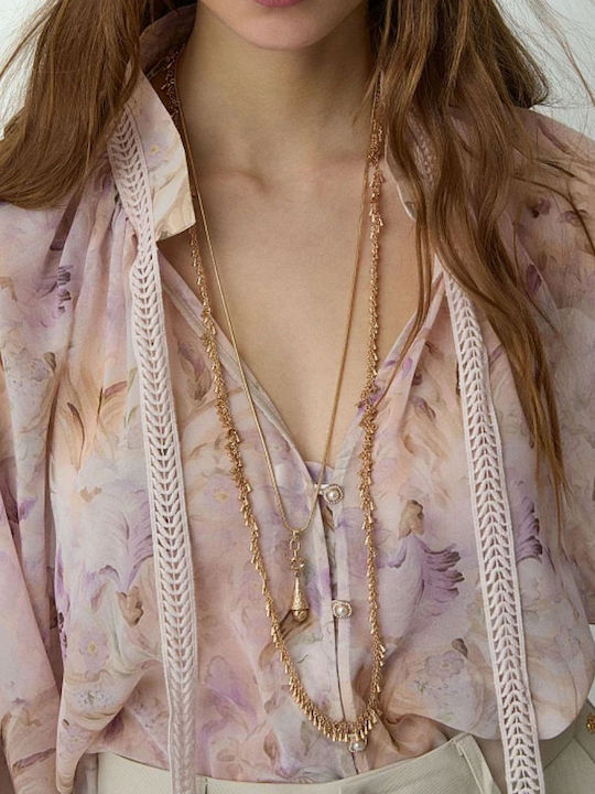 Long Sleeve Women's Shirt Pink Floral