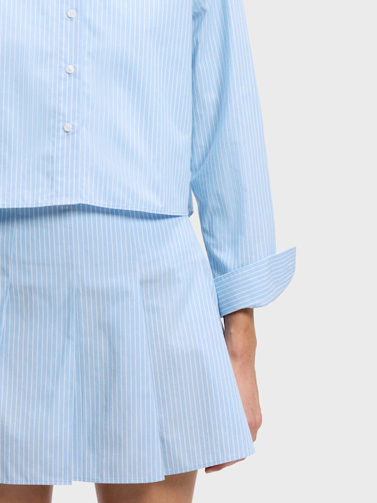 Long Sleeve Women's Shirt Light Blue Striped