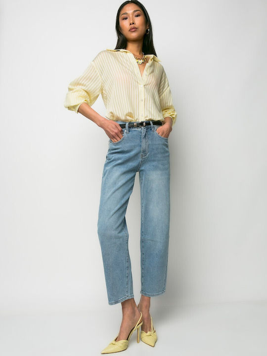 Long Sleeve Women's Shirt Yellow Striped