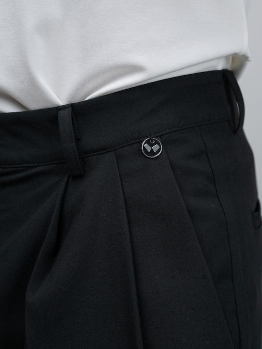 Elastic Trousers in Relaxed Fit Black