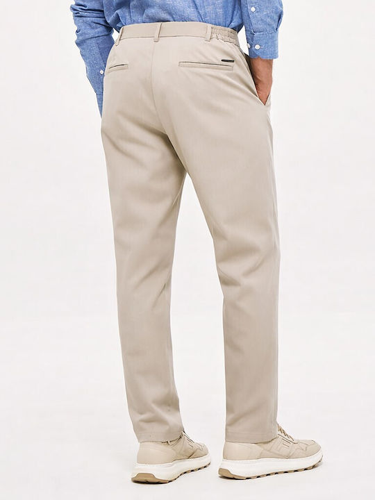 Elastic Beige Men's Trousers