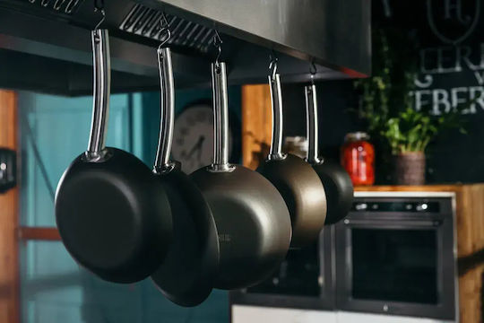 Wok aus Kohlenstoffstahl mit Deckel mit Antihaftbeschichtung 34cm