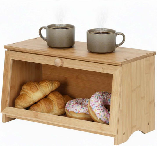 Cutie de Pâine cu Capac din Bambus Bej 40x20x23cm