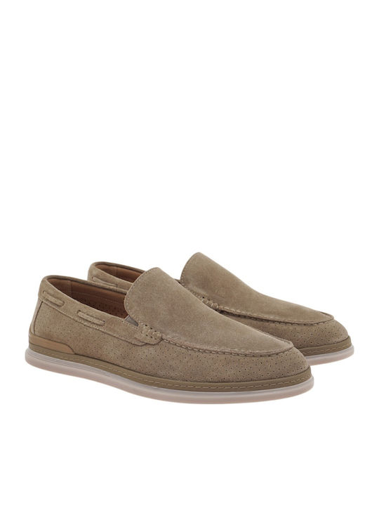 Suede Men's Loafers in Beige Colour