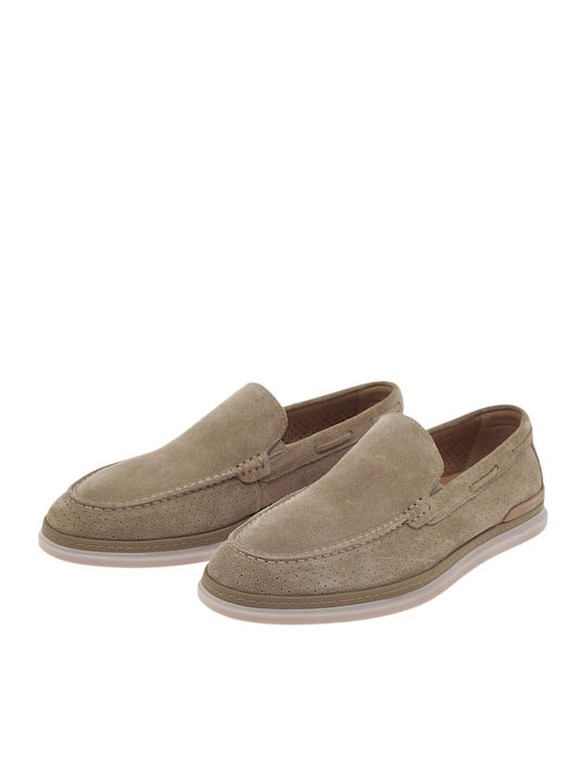 Suede Men's Loafers in Beige Colour