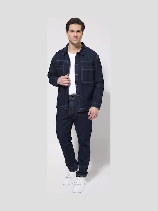 Men's Jeans Pants Regular Fit Dark Blue