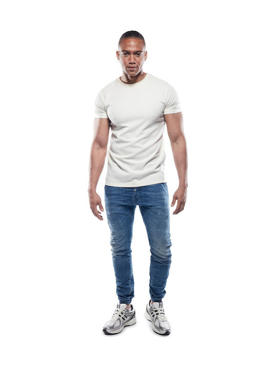 Men's Elastic Jeans Pants with Loose Fit Blue
