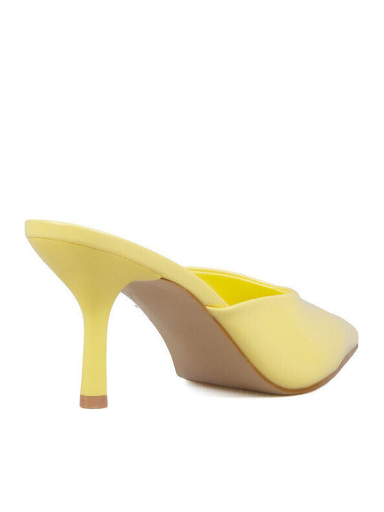 Mules In Patent Leather With High Heel In Blonde Colour