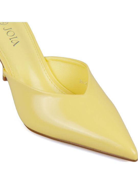 Mules In Patent Leather With High Heel In Blonde Colour
